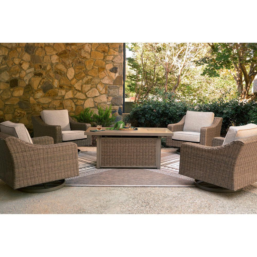 Ashley Laguna Heights Patio Swivel Lounge Chair in Beige, , large