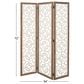 Maple and Jade 3-Panel Partition Room Divider Screen with Carved Designs in Matte White and Brown, , large