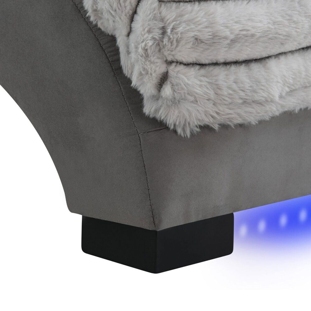 Global Furniture USA Dominic Chaise Lounger with USB in Nickel and Grey, , large