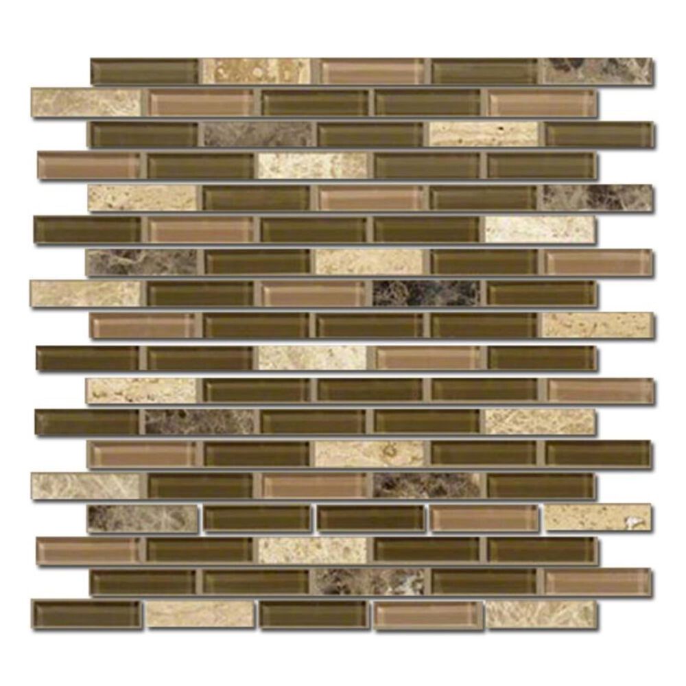 Shaw Elements Coffee Blend 12" x 12" Glass Linear Mosaic Sheet, , large