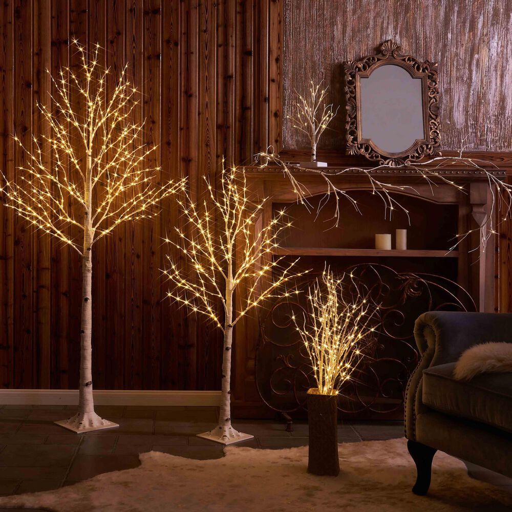 HOMLUX 48" Birch Tree with 200 LED Lights in White, , large