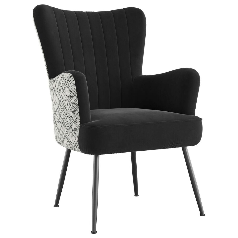 Emerald Home Furnishings Amera Accent Chair in Black and White, , large