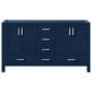 Lexora Home Jacques 60" Double Bathroom Vanity in Navy Blue with 2 cm White Quartz Top and Rectangular Sinks, , large