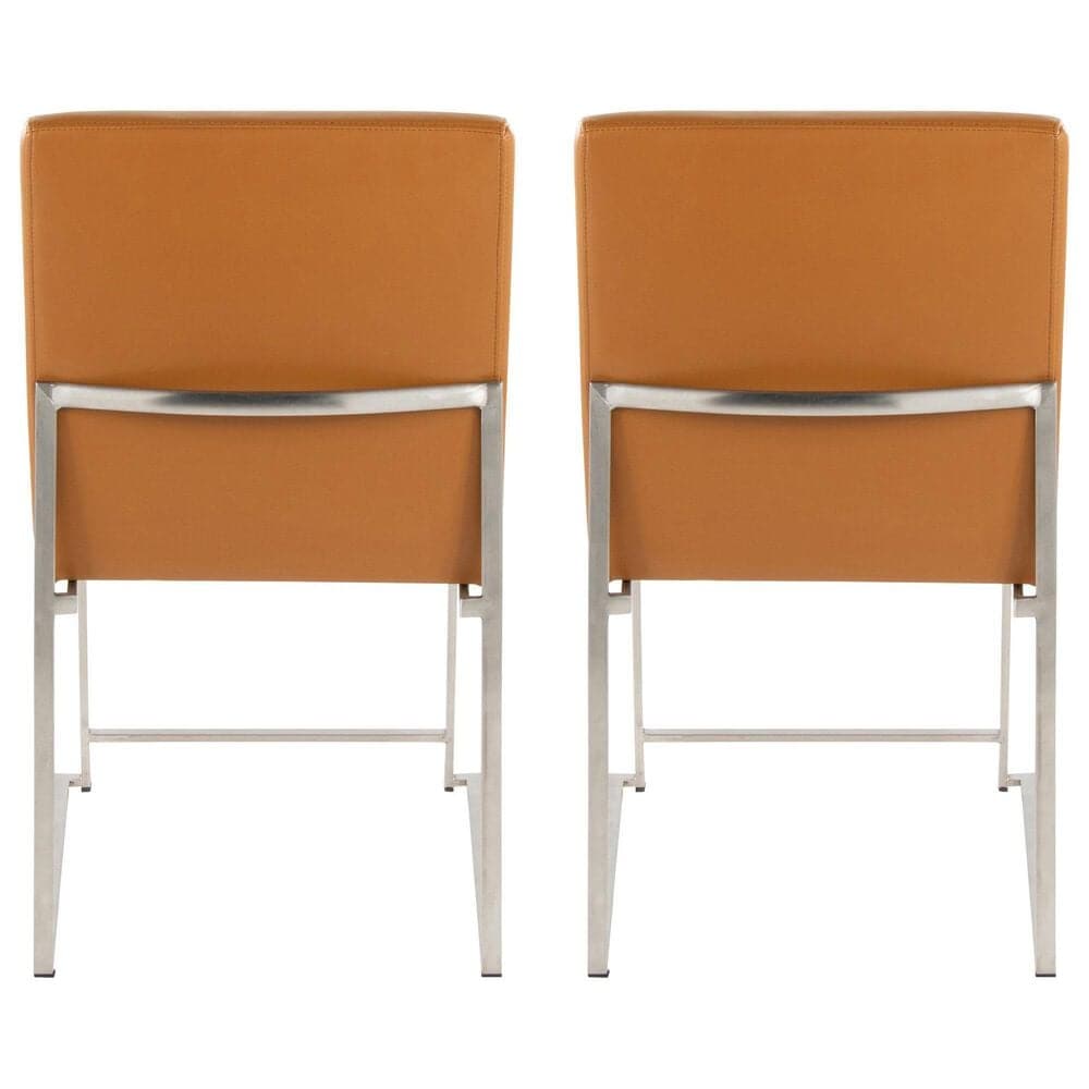 LumiSource Fuji Side Chair with Camel Cushion in Brushed Stainless Steel (Set of 2), , large