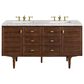 James Martin Vanities Amberly 60" Double Bathroom Vanity in Walnut with 3 cm Eternal Jasmine Pearl Quartz Top and Rectangular Sinks, , large