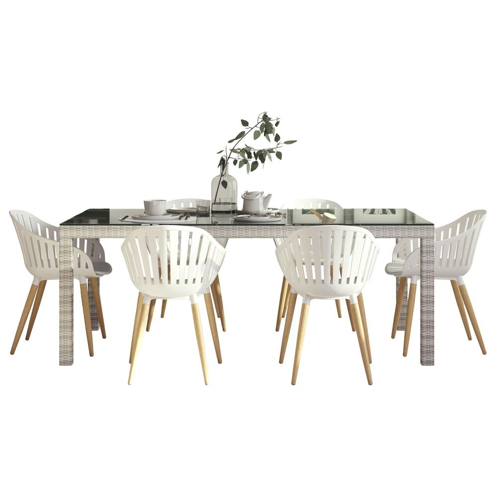 International Home Miami Midtown Mid-Century Modern Standard Concept 7-Piece Dining Set in Grey, Brown and White, , large
