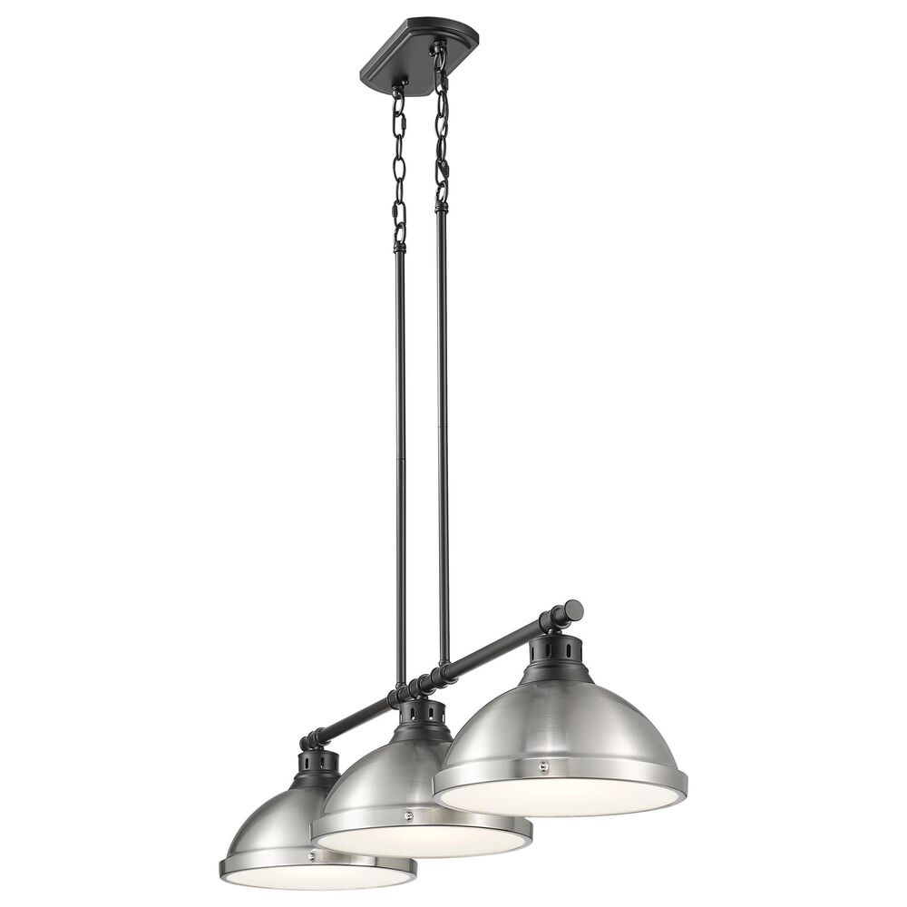 Golden Lighting Duncan 3-Light Pendant with Pewter Shade in Matte Black, , large