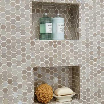 Dal-Tile Uptown Glass Alabaster 12" x 12" Glass Mosaic Sheet, , large