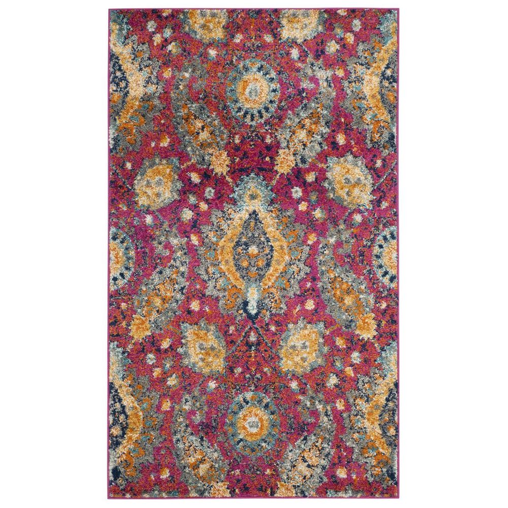 Safavieh Madison MAD600A-4 4" x 6" Fuchsia/Gold Area Rug, , large