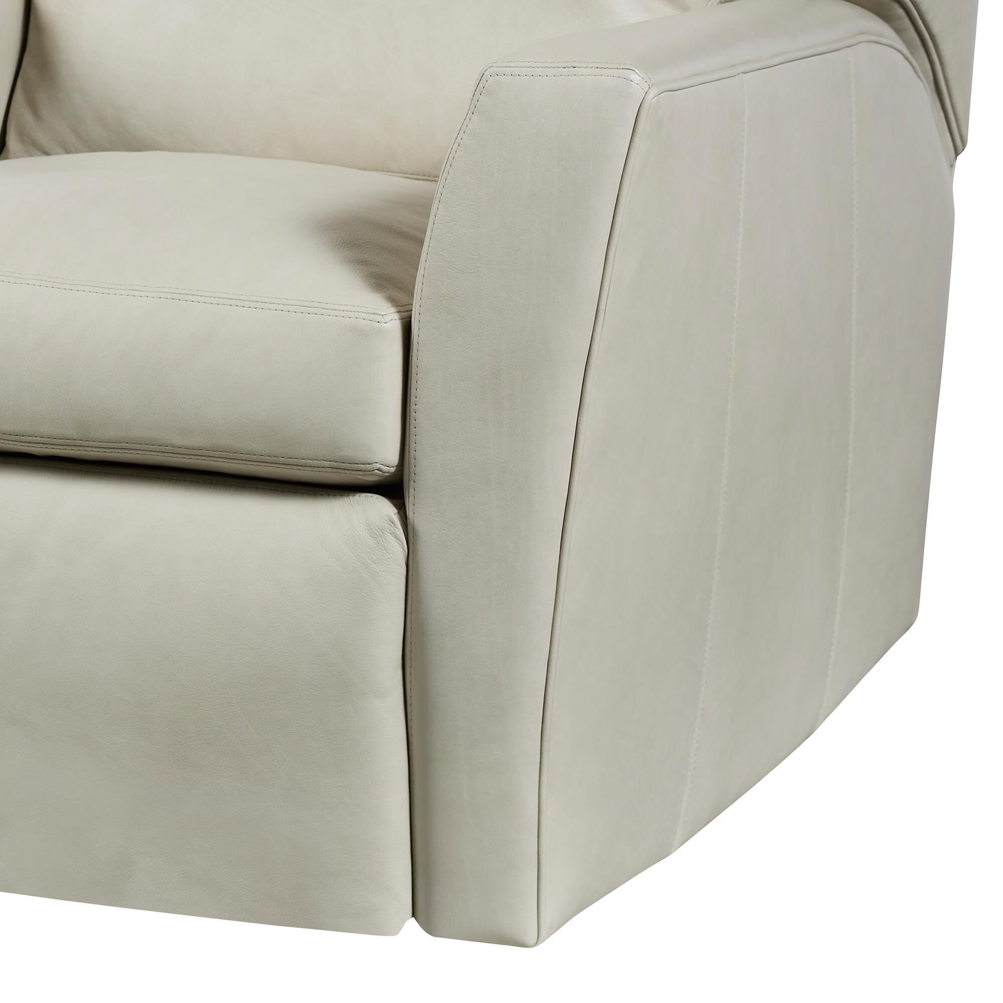 Century Aubry Leather Electric Swivel Glider Recliner in Off White NFM