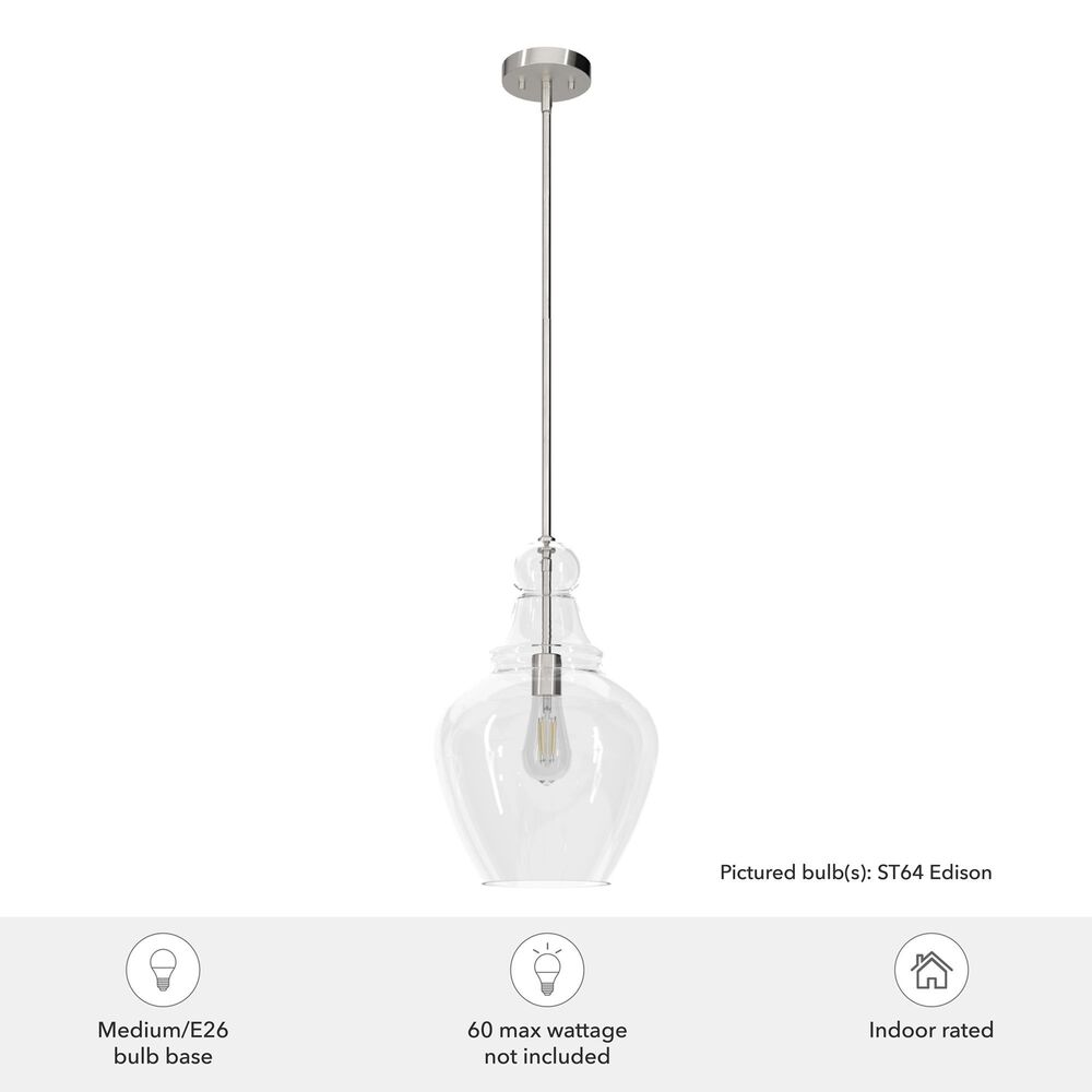 Hunter Maple Park 1-Light Pendant in Brushed Nickel, , large