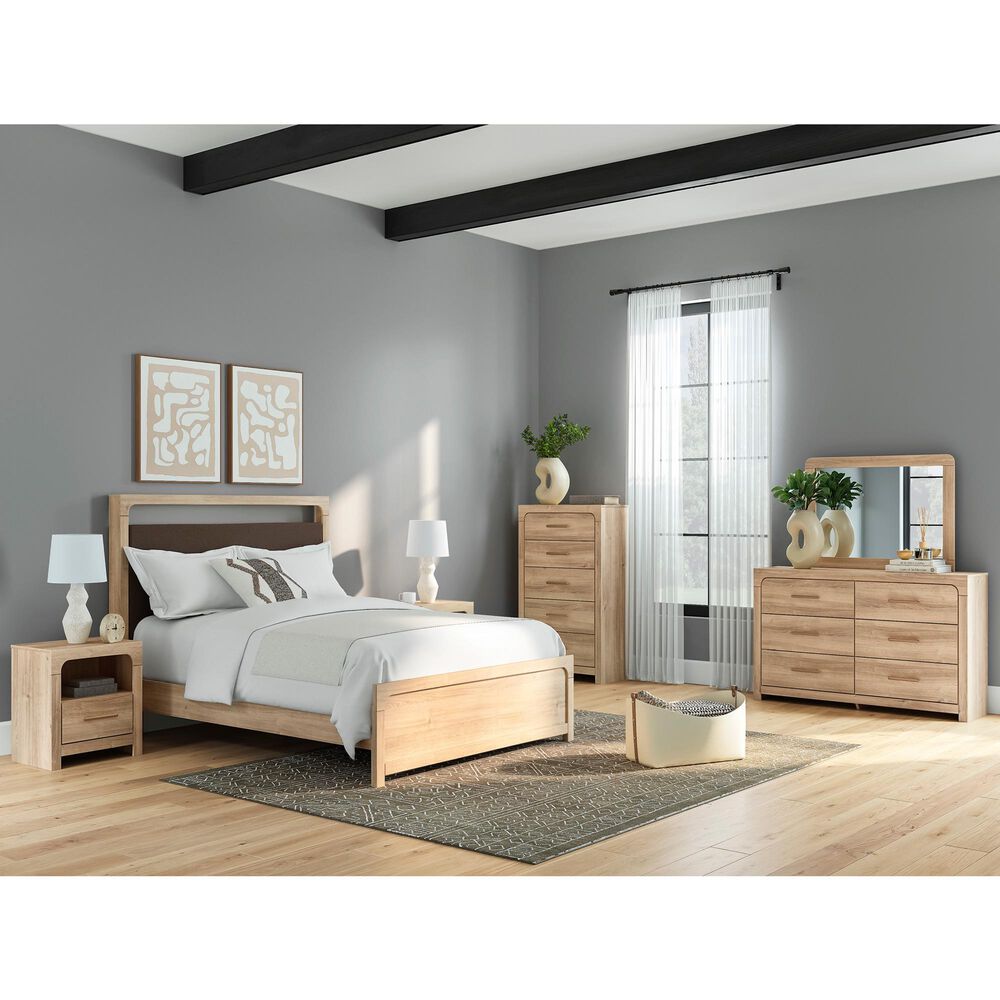Ashley Kinlanni Queen Upholstered Platform Bed in Tan, , large