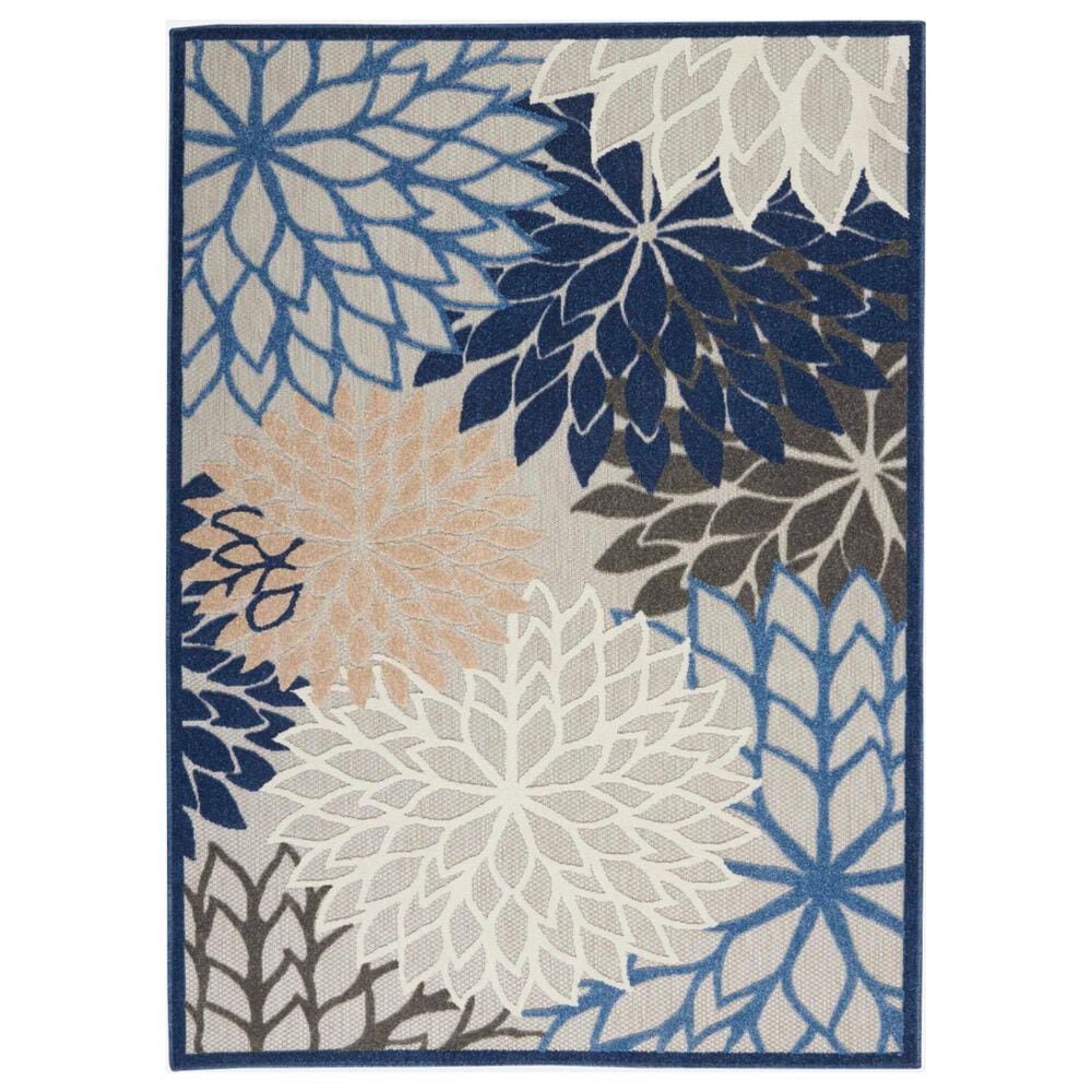 Nourison Aloha ALH05 5"3" x 7"5" Blue and Multicolor Indoor/Outdoor Area Rug, , large