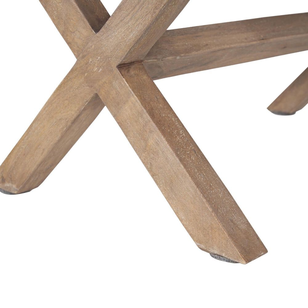 Mercana Solis Accent Bench with Beige and Black Stripe Cushion Seat in Brown, , large