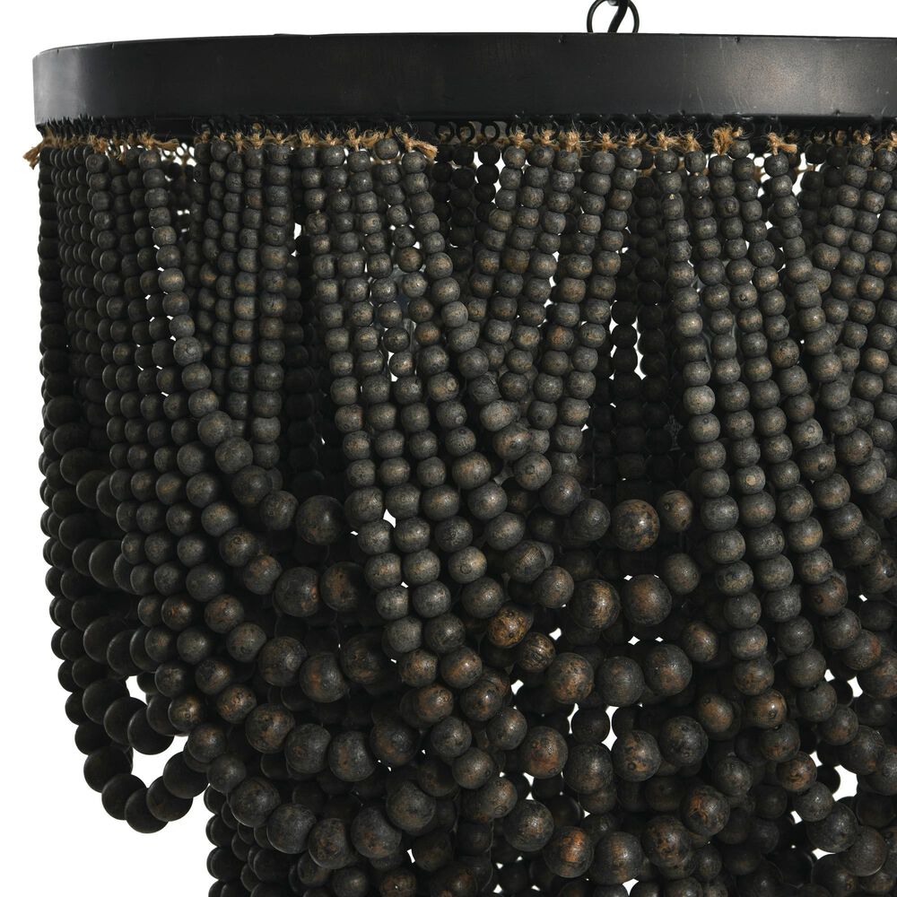 Creative Coop Laurel 2-Tier Draped Wood Bead Chandelier in Black, , large