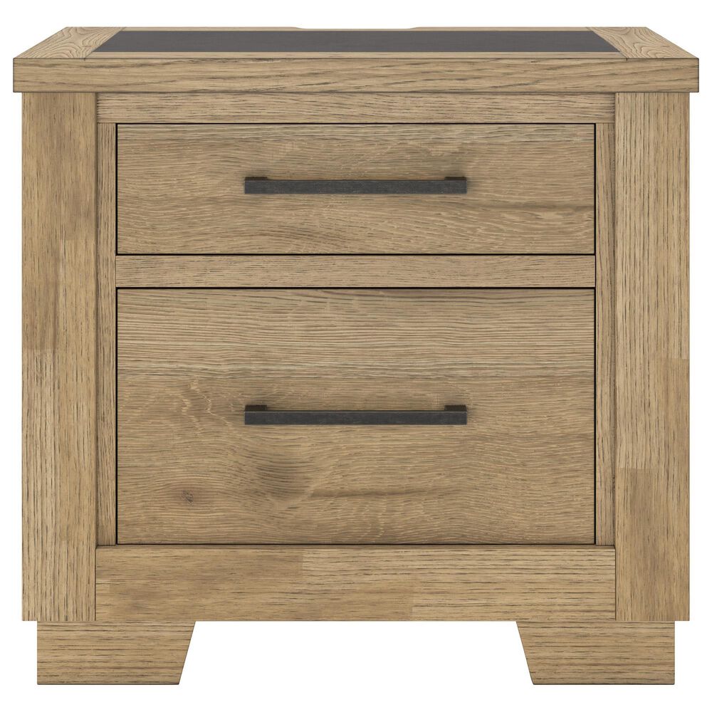 Ashley Galliden 2-Drawer Nightstand in Light Brown and Cement, , large