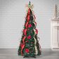 The Gerson Company 6" Pop-Up Decorated Pine Tree with 100 UL Warm White LED Lights in Green, Red and Gold, , large