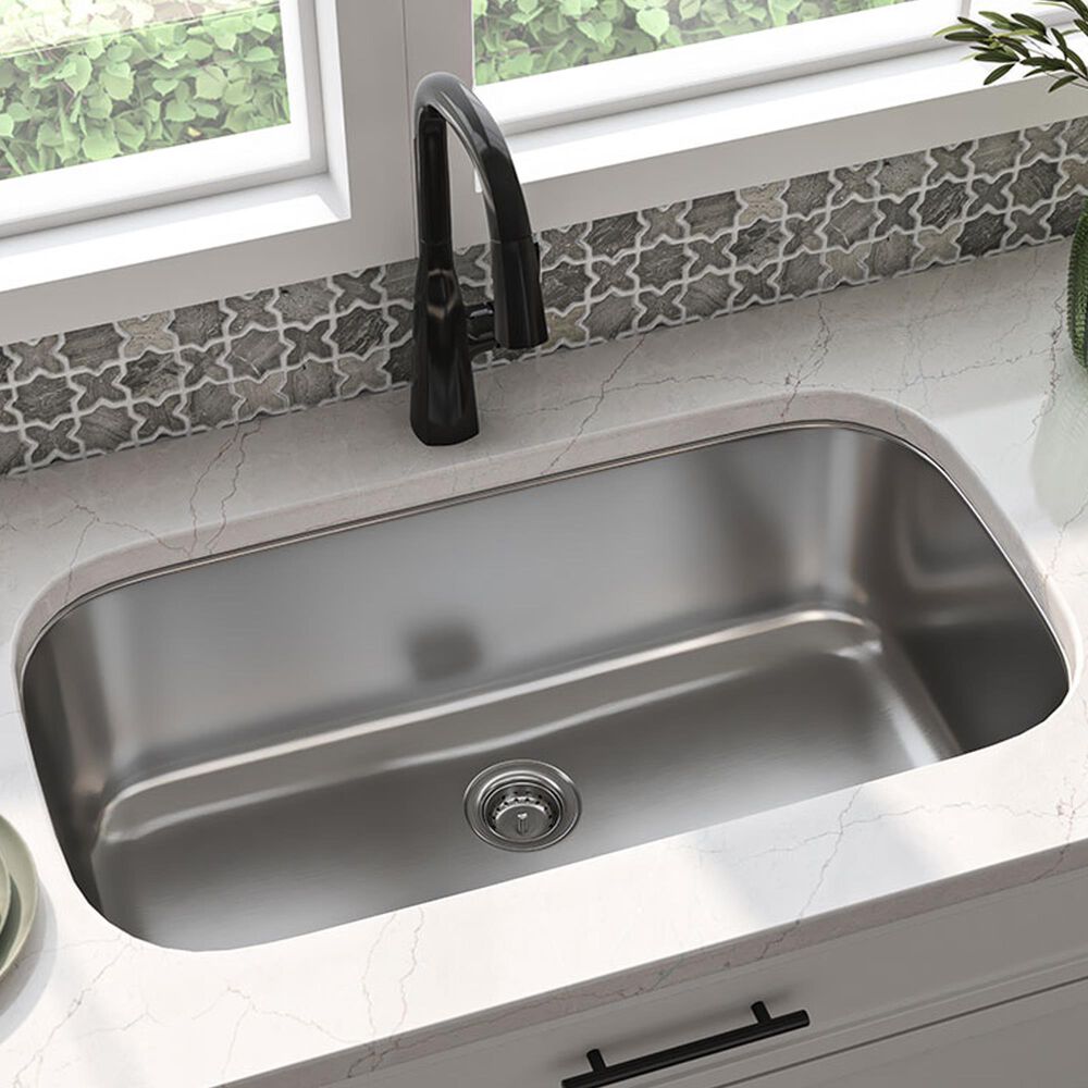 MS International Undermount Single Bowl Kitchen Sink in Brushed Satin, , large