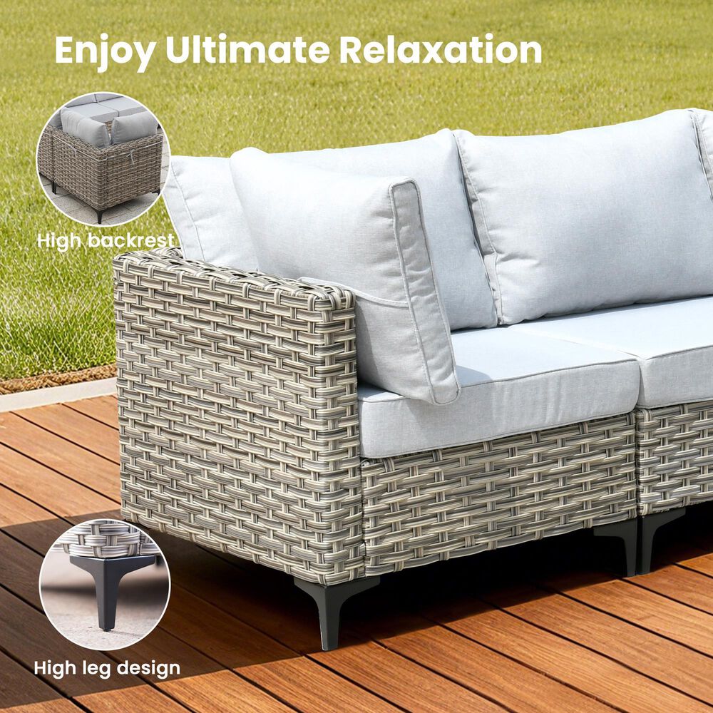 HOMLUX 11-Piece Outdoor Modular Sofa Conversation Set in Gray, , large