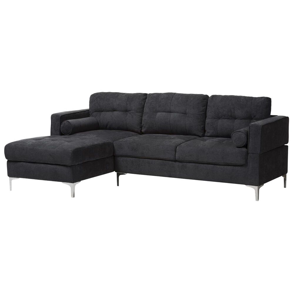 Baxton Studio Mireille Sectional Sofa in Dark Grey, , large