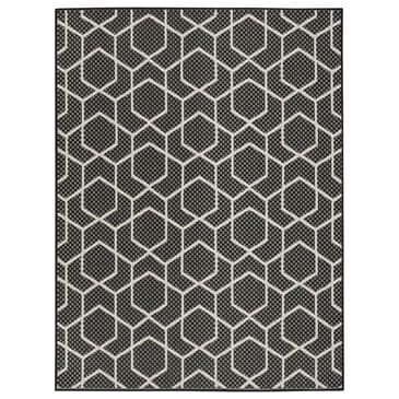 Nourison Horizon HOZ01 Black 5" x 7" Indoor/Outdoor Area Rug, , large