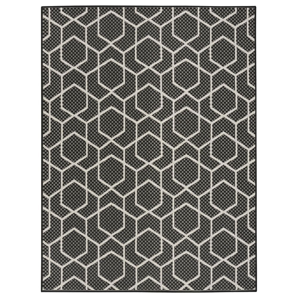 Nourison Horizon HOZ01 Black 5" x 7" Indoor/Outdoor Area Rug, , large