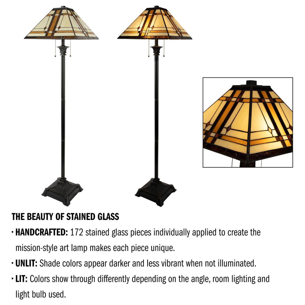 Timberlake Tiffany Style Stained Glass Floor Lamp in Bronze, , large