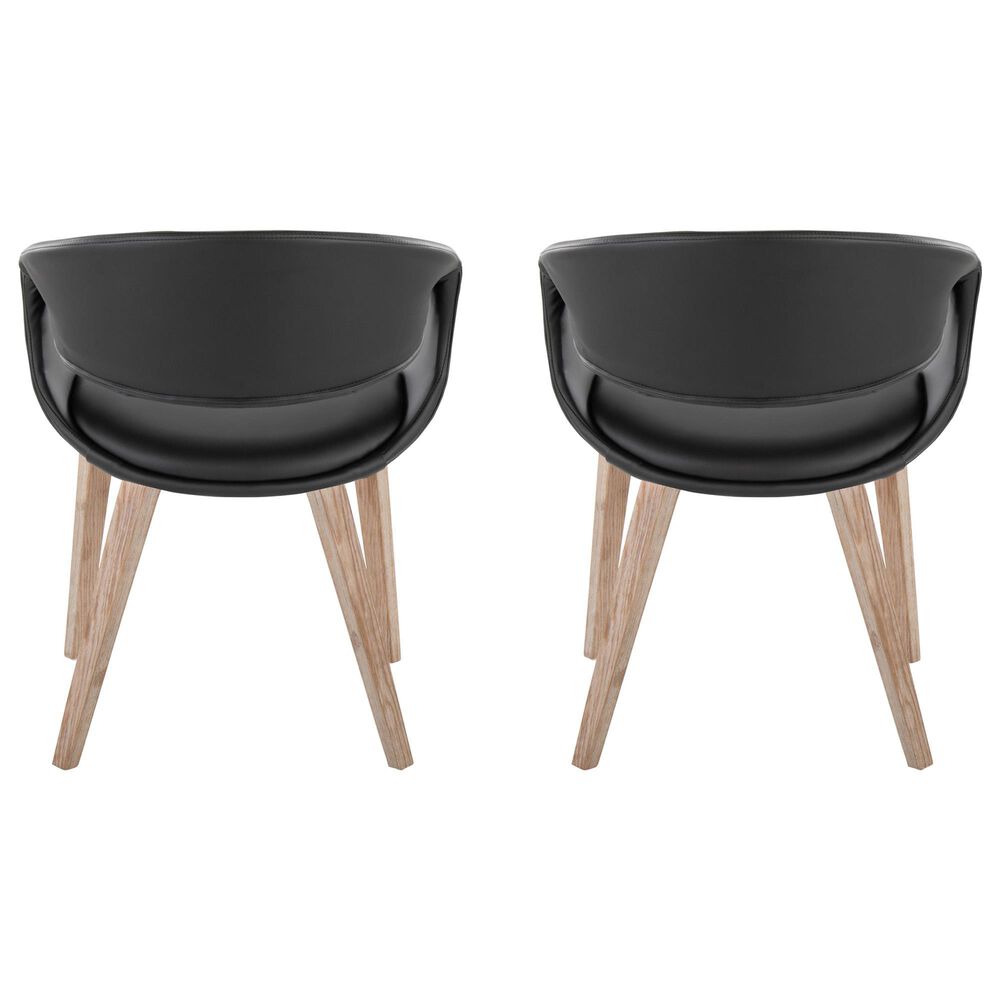 LumiSource Curvo Contemporary Upholstered Chair in Whitewashed Wood and Black Faux Leather by LumiSource - Set of 2, , large