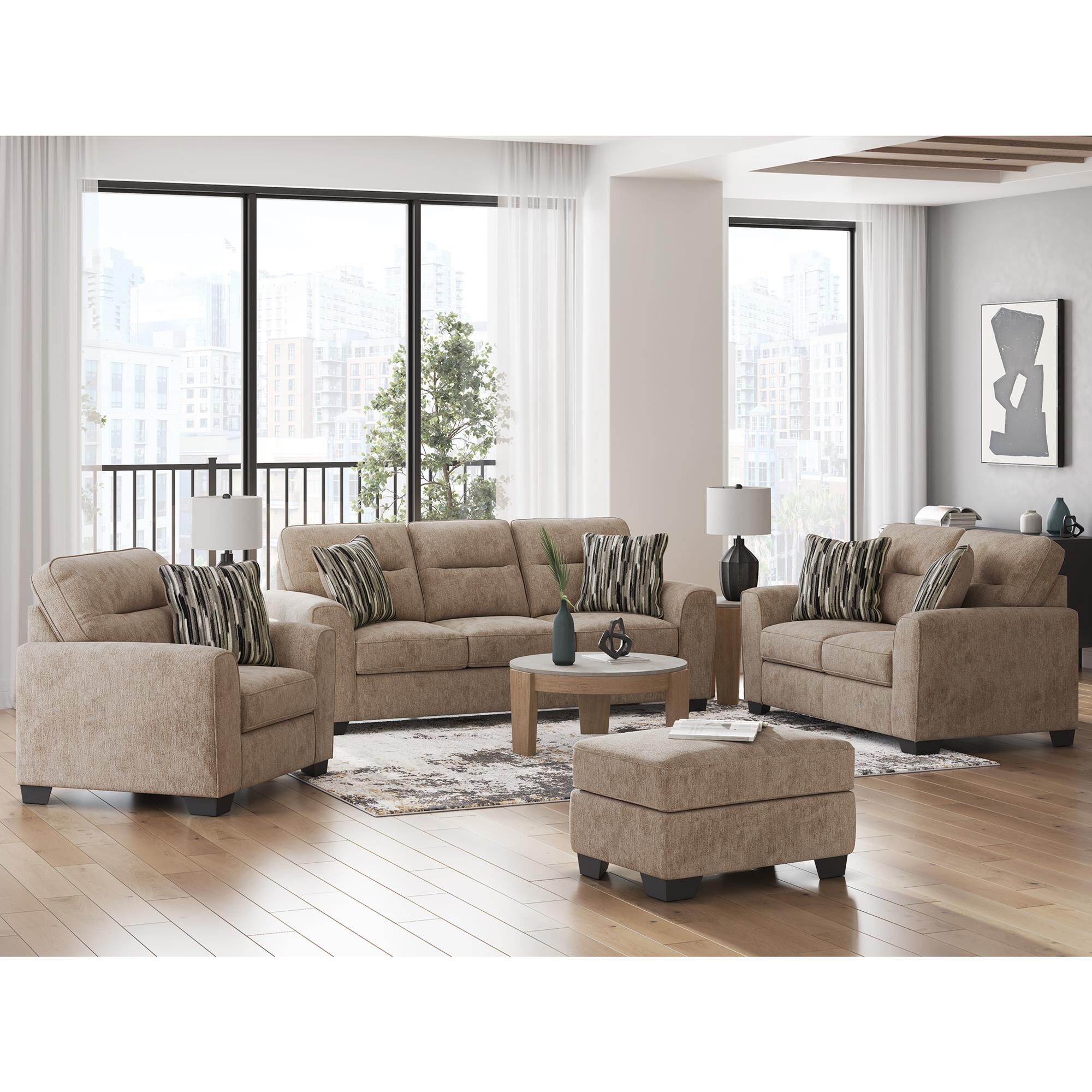 Ashley Olten Stationary Loveseat in Mocha