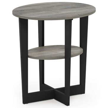 HOMLUX Oval End Table in French Oak and Black, , large