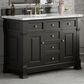 James Martin Vanities Brookfield 48" Single Bathroom Vanity in Black Onyx with 3 cm Carrara White Marble Top and Rectangular Sink, , large