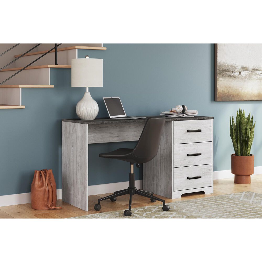 Ashley Shawburn 3-Drawer Home Office Desk in White and Dark Charcoal Gray, , large