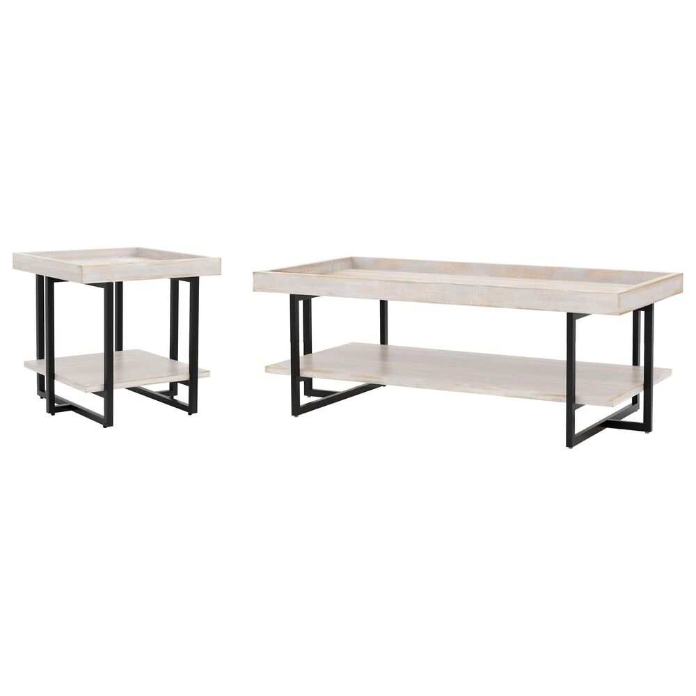 Furniture of America Moses 2-Piece Coffee Table Set in Antique White, , large