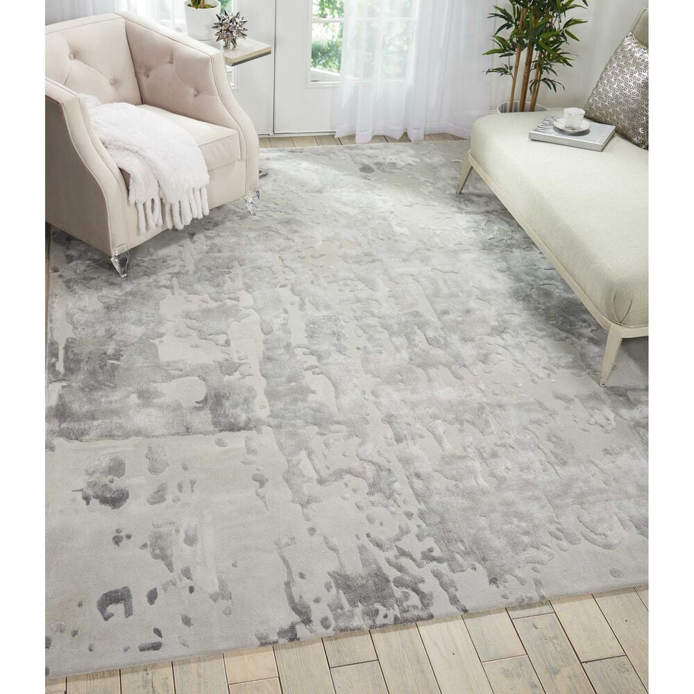Nourison Prismatic PRS12 7&#39;9&quot; x 9&#39;9&quot; Silver and Grey Area Rug, , large