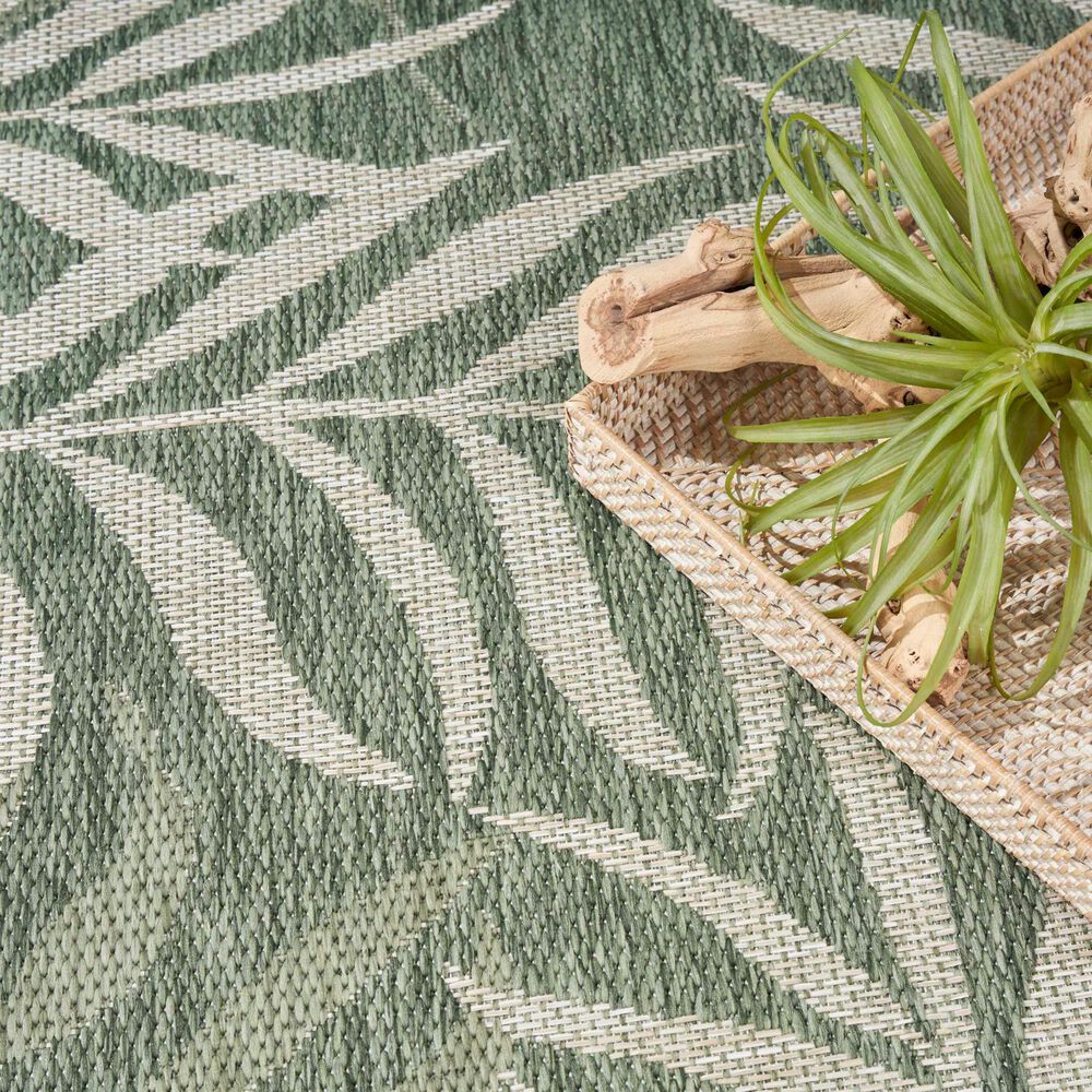 Nourison Garden Oasis GOA01 Green and Ivory 5&#39; x 7&#39; Indoor/Outdoor Area Rug, , large
