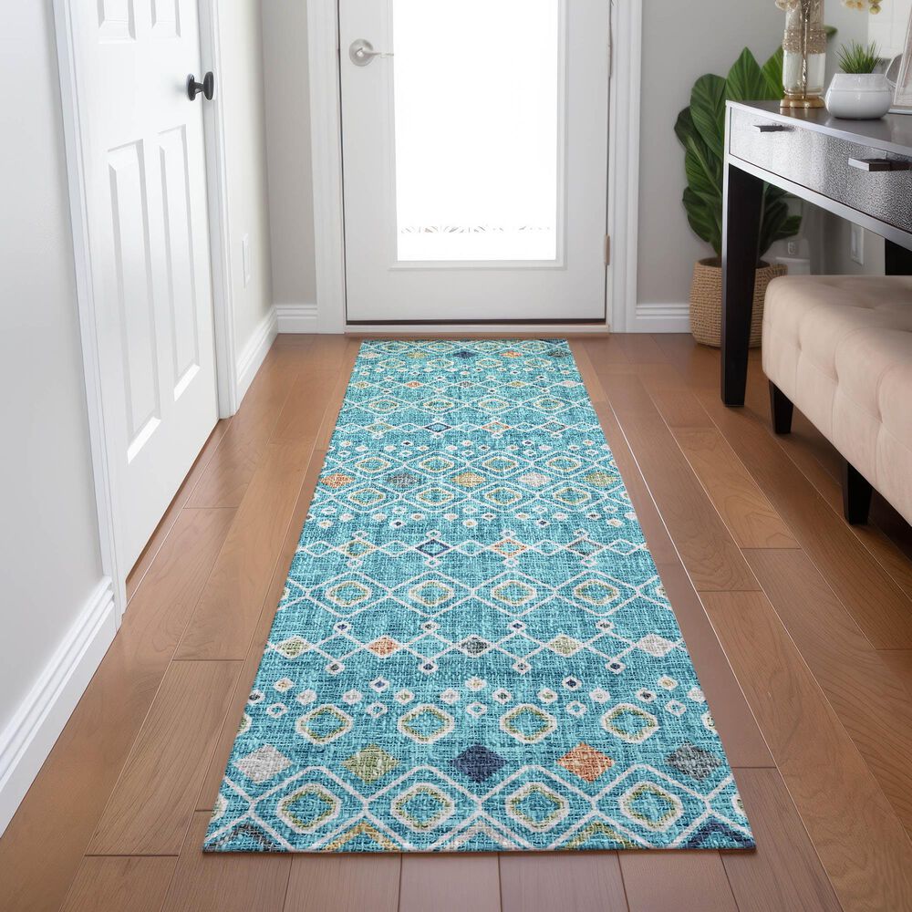 Dalyn Rug Company Portico PO4 Teal 2&#39;3&quot; x 7&#39;6&quot; Runner, , large