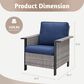 Sunwell Garden Patio Stationary Chair with Brown Frame and Square Armrests in Navy (Set of 2), , large