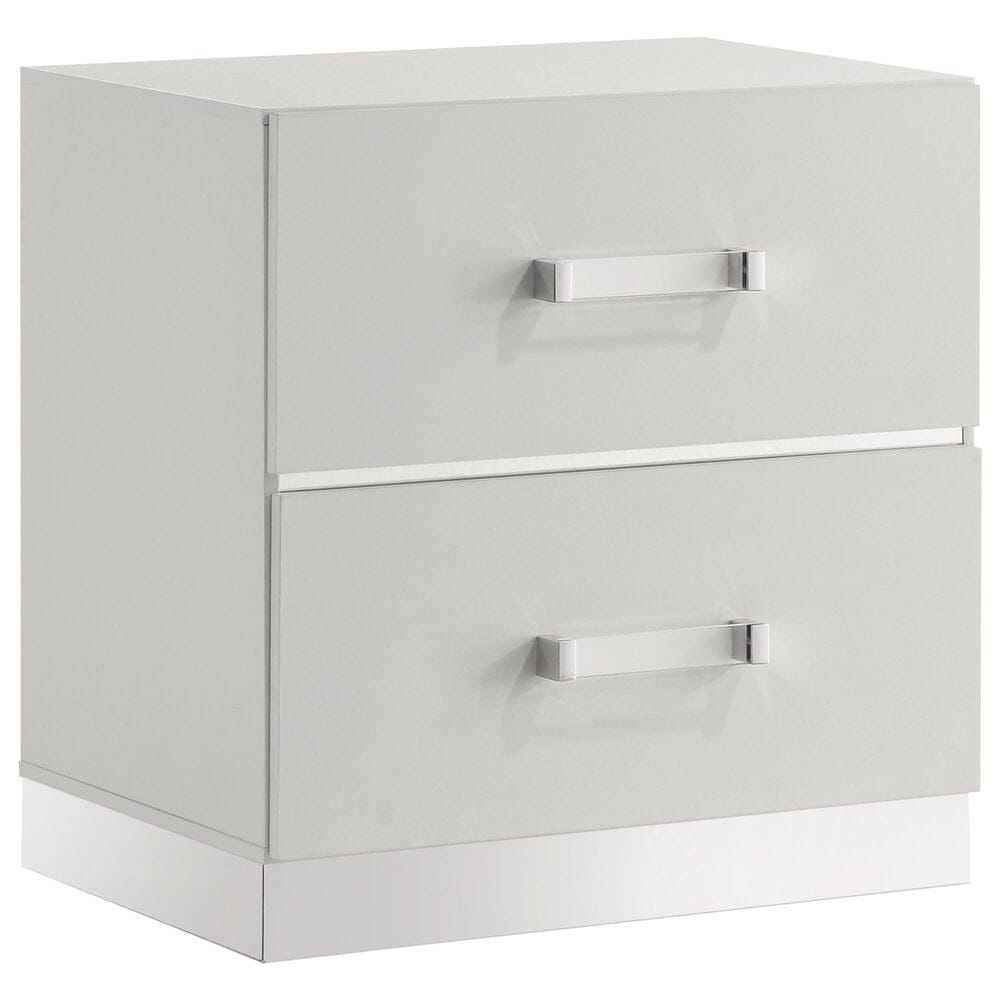 New Heritage Europa 4 Piece Wood King Panel Bedroom Set with Nightstand in White, , large