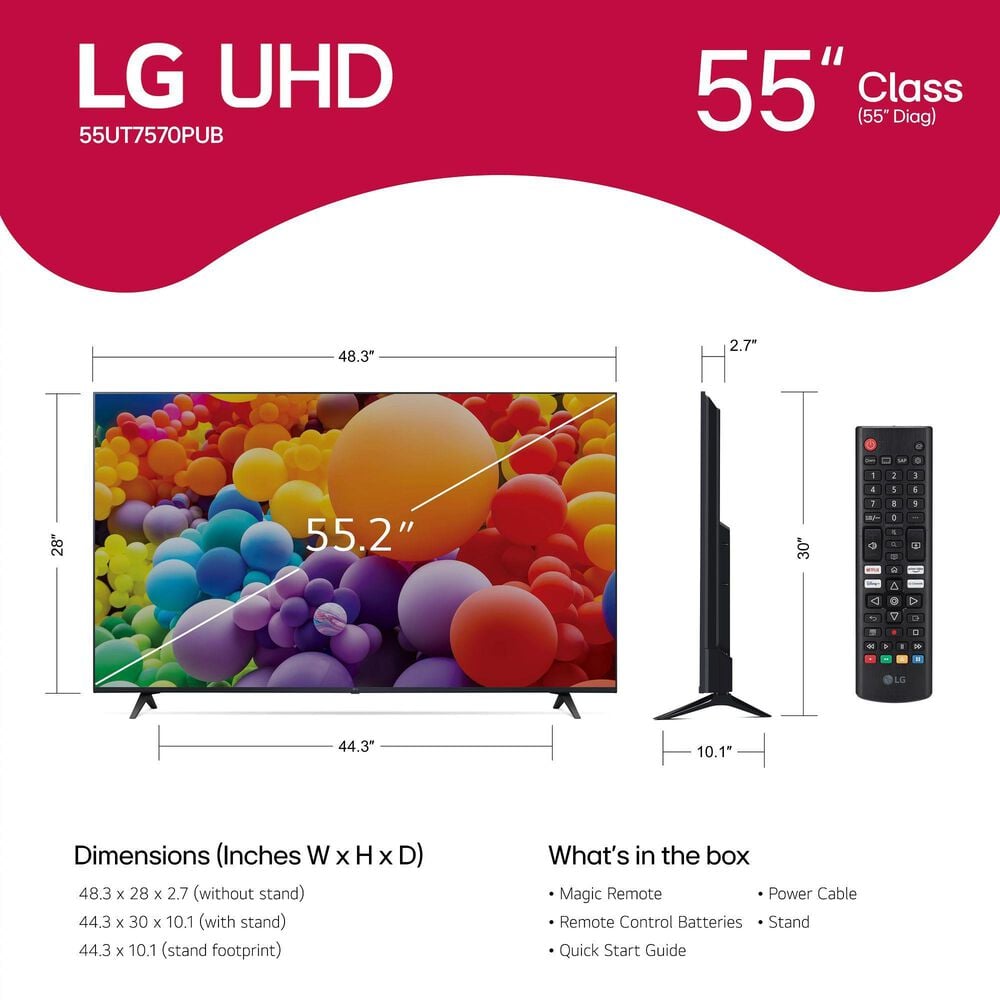 LG 55&quot; Class UT75 Series 4K UHD in Black - Smart TV, , large