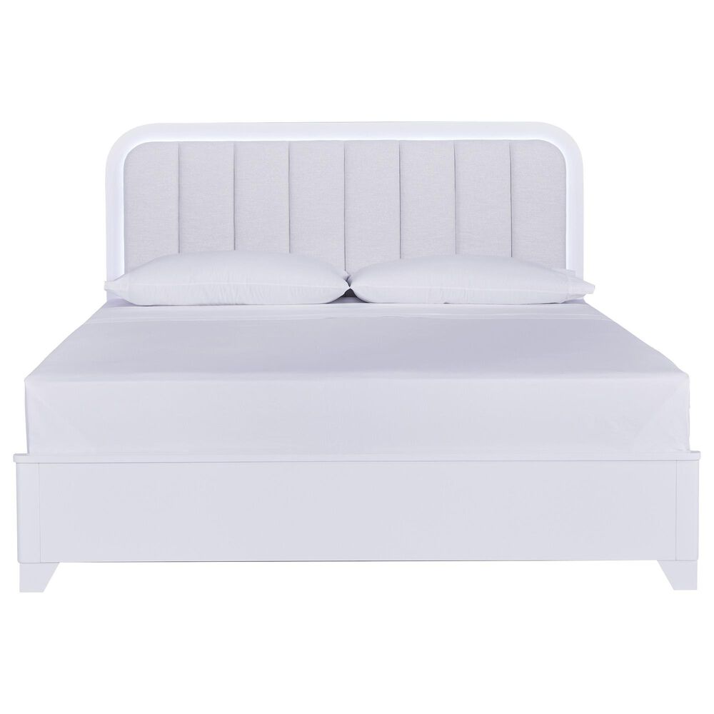 Ashley Jarlee King Upholstered Bed with Two Nightstands in White, , large