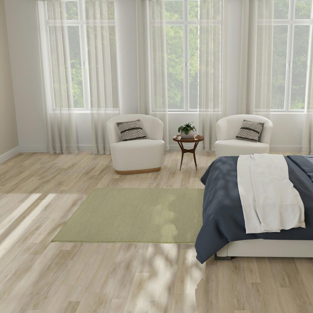 Nourison Courtyard Ivory and Green 5&#39; Square Indoor/Outdoor Area Rug, , large