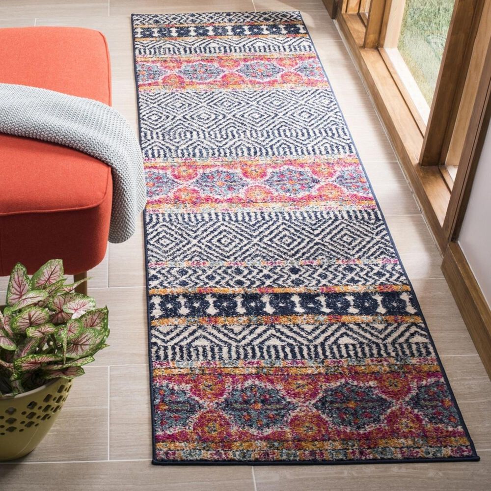 Safavieh Madison MAD797N 2&#39;3&quot; x 8&#39; Navy and Ivory Runner, , large