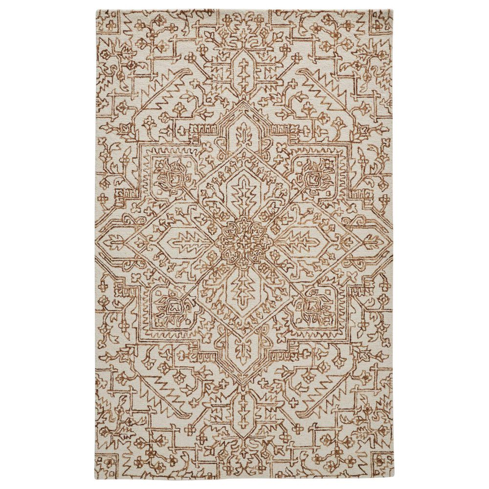 Feizy Belfort Ivory and Brown 10" x 14" Area Rug, , large