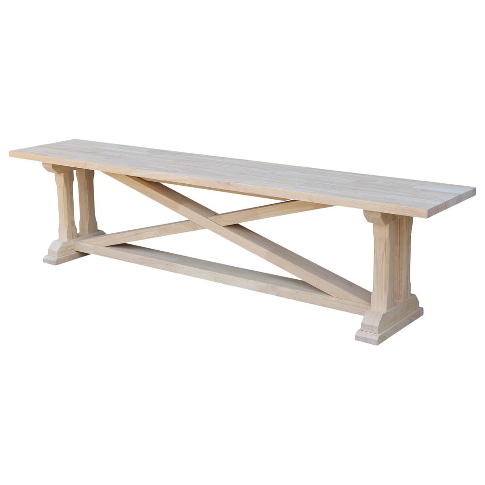International Concepts Alexa Trestle Bench in Unfinished, , large