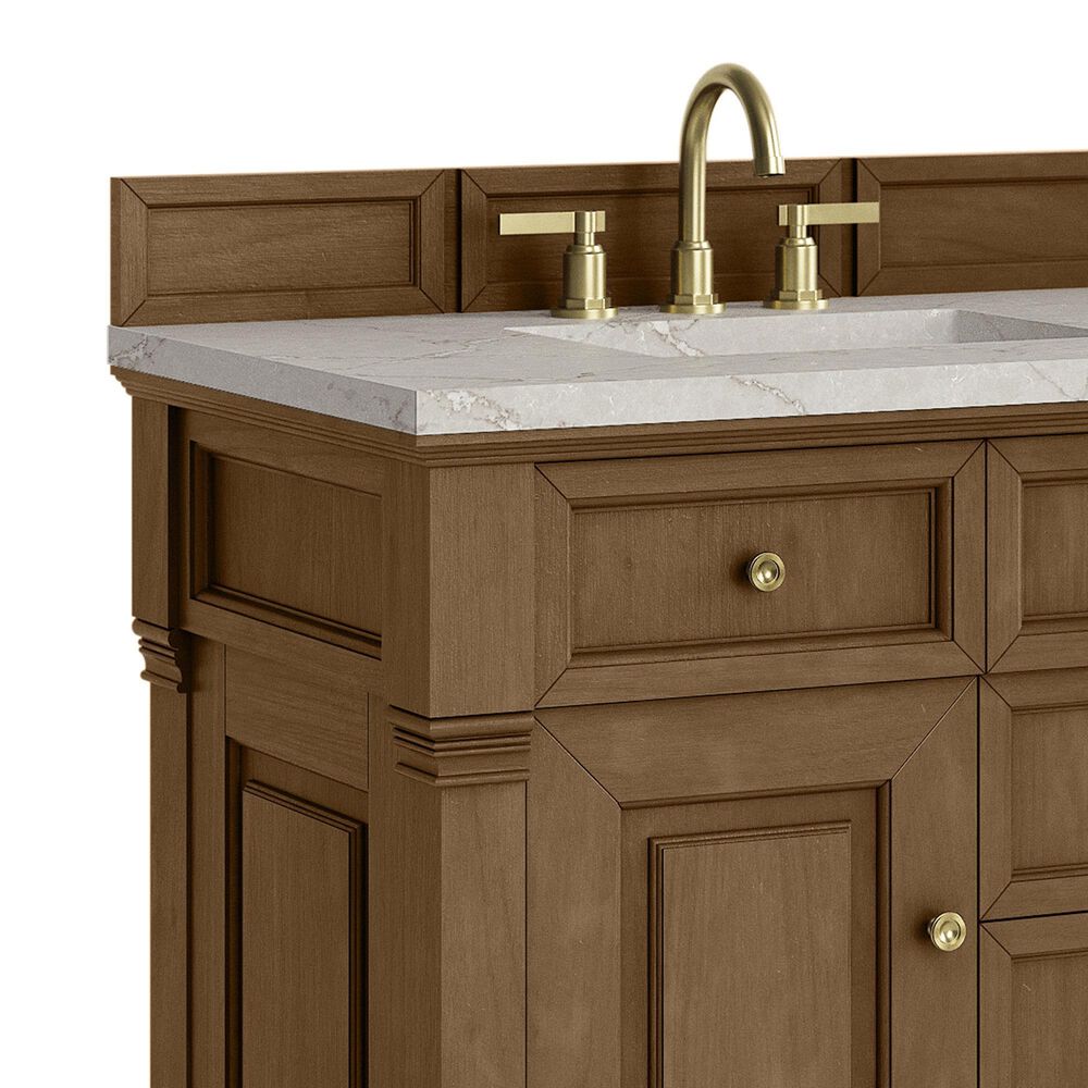 James Martin Vanities Brookfield 36" Single Bathroom Vanity in Honey Oak with 3 cm Victorian Silver Quartz Top and Rectangular Sink, , large