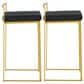 Lumisource Fuji Stackable Counter Stool with Black Velvet Cushion in Gold (Set of 2), , large
