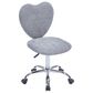 Impressions Vanity Heart Linen Swivel Vanity Chair with Grey Cushion in Matte Silver, , large
