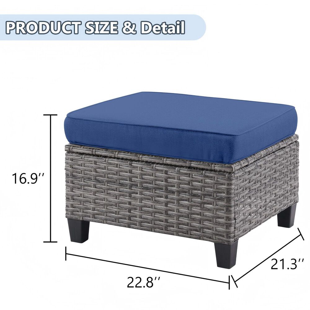 Sunwell Garden 6-Piece Patio Chat Set with Two Ottoman in Navy, , large