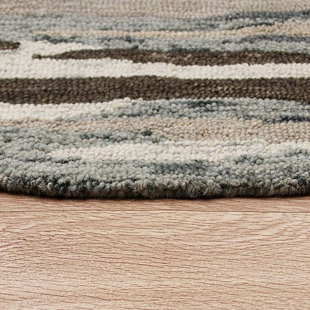 L&amp;R Resources Sinuous Distressed Cabin Camouflage 4&#39; Round Gray, Brown and Tan Area Rug, , large