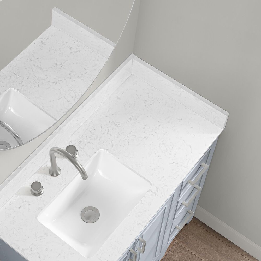 37B Lucerne 36" Single Bathroom Vanity Cabinet in Soft Blue with Marble Top and Backsplash, , large